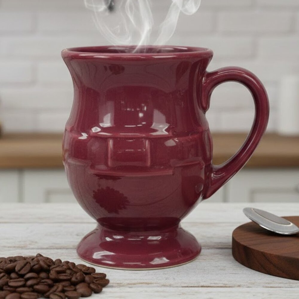 Longaberger Red Paprika Footed Mug Woven Traditions Cappuccino Latte Coffee Cup‎